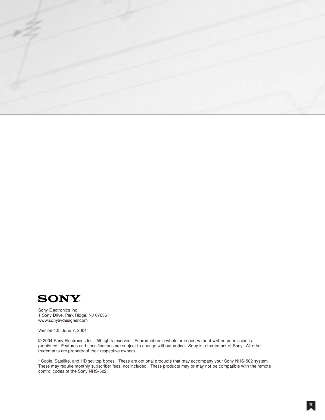 Sony NHS-502 manual 