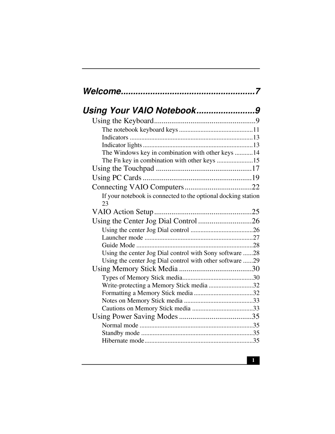 Sony Notebook Computer manual Using Your Vaio Notebook, Welcome 