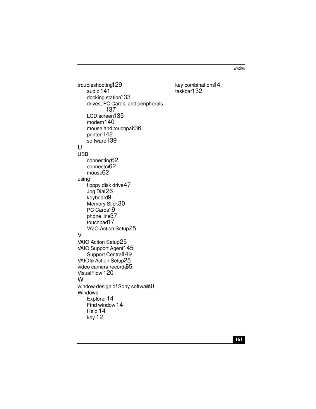 Sony Notebook Computer manual 137, 161 