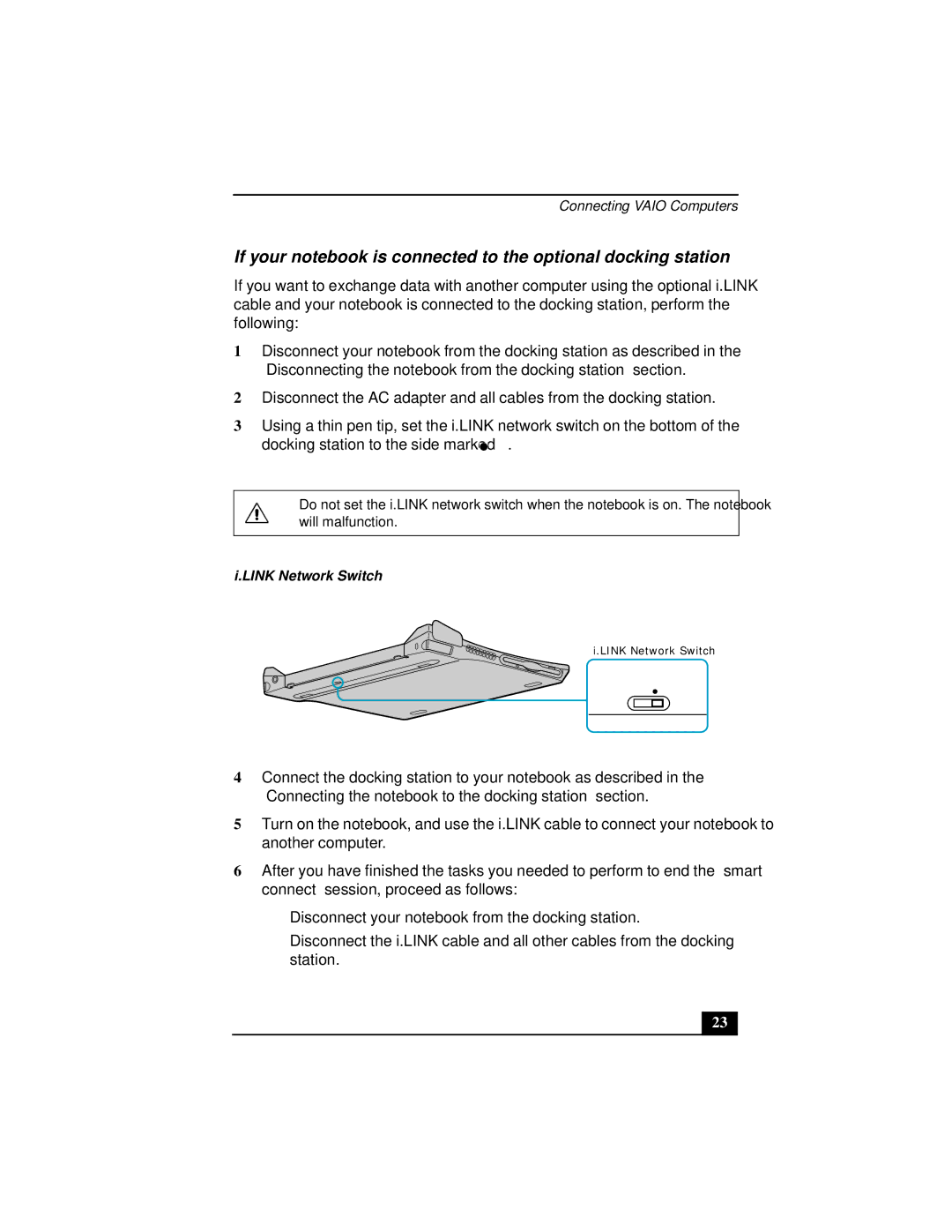 Sony Notebook Computer manual Link Network Switch 