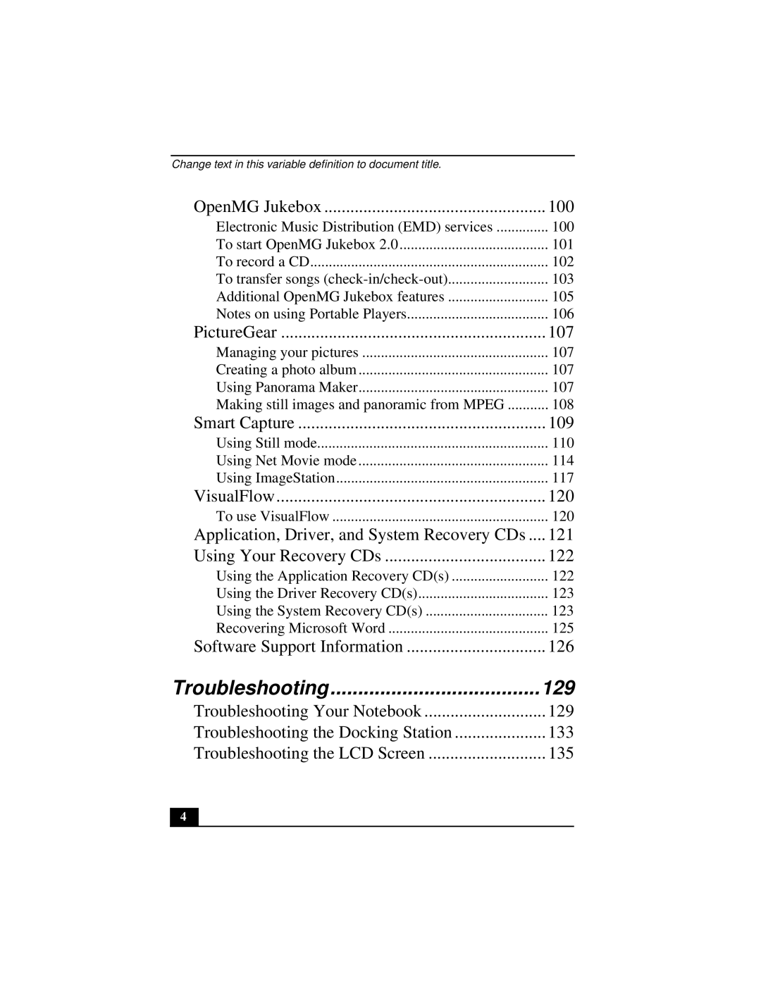 Sony Notebook Computer manual Troubleshooting 129 