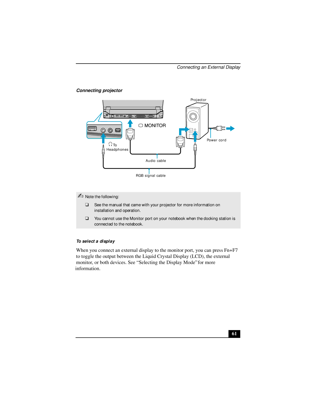 Sony Notebook Computer manual To select a display 