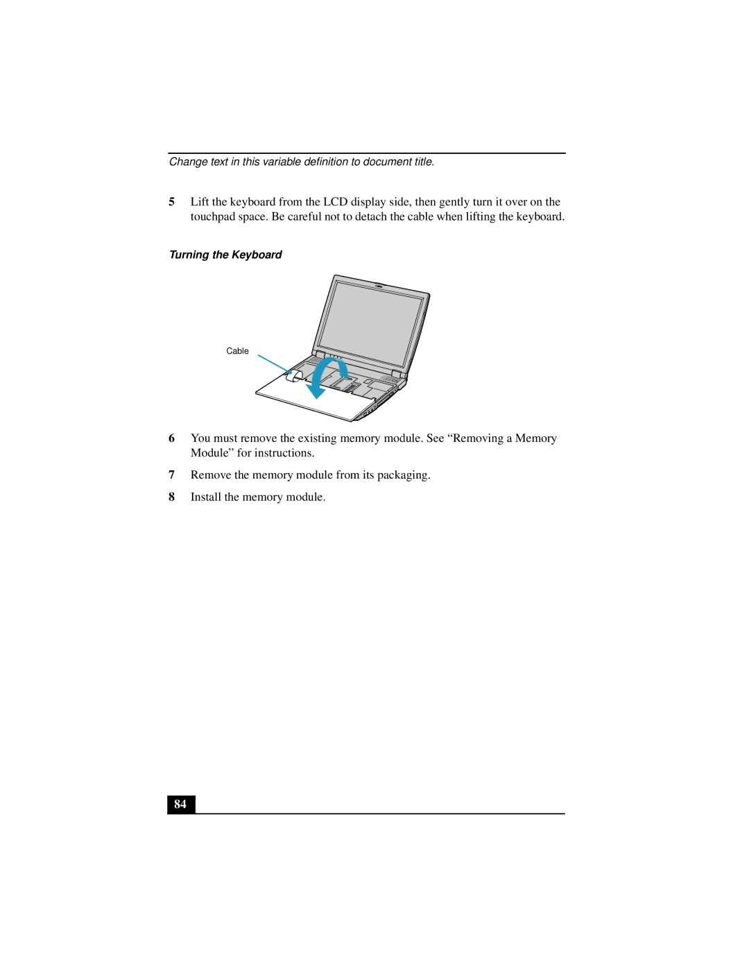 Sony Notebook Computer manual Turning the Keyboard 