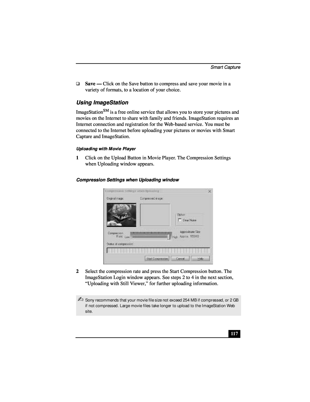 Sony Notebook Computer manual Using ImageStation, Uploading with Movie Player 