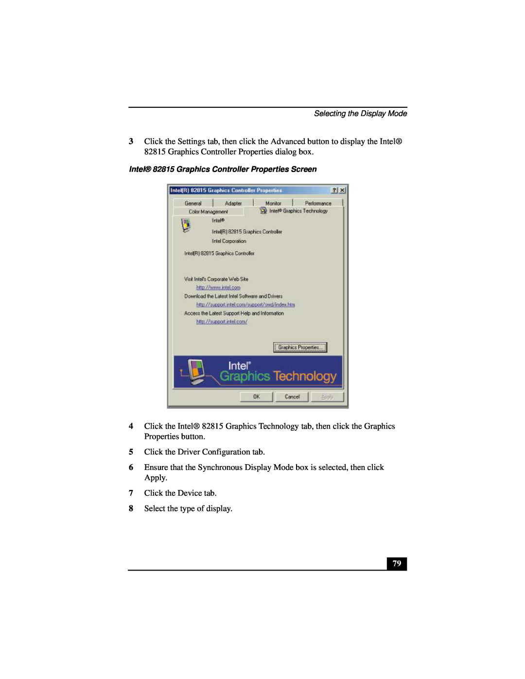 Sony Notebook Computer manual Click the Driver Configuration tab 