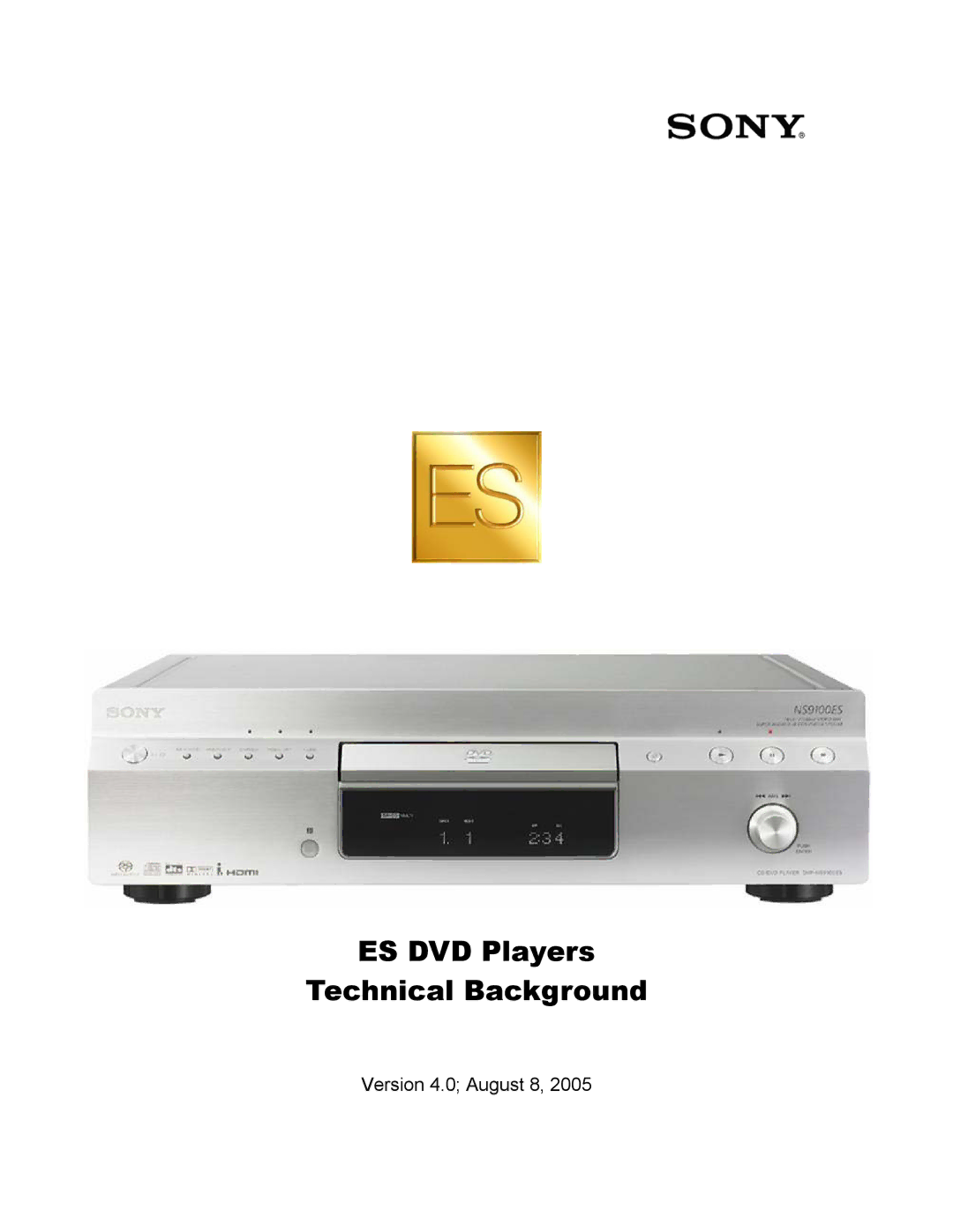 Sony DVP-NS9100ES, NS3100 manual ES DVD Players Technical Background 