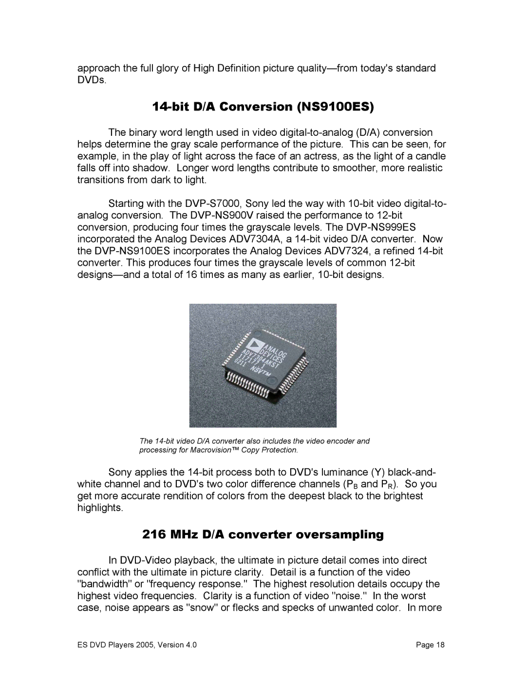 Sony NS3100, DVP-NS9100ES manual Bit D/A Conversion NS9100ES, MHz D/A converter oversampling 