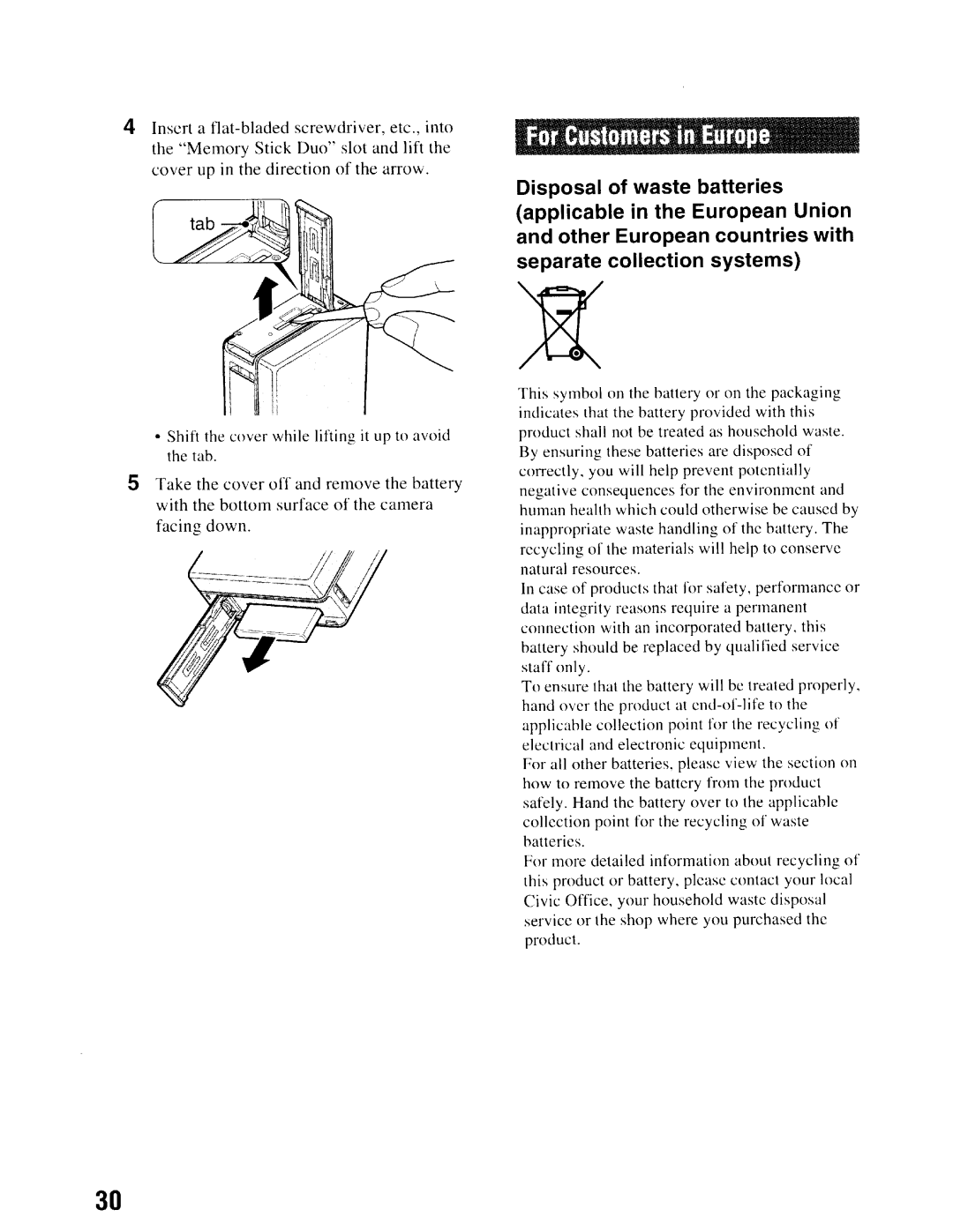 Sony NSC-GC1/GC3 instruction manual For Customers in Europe 