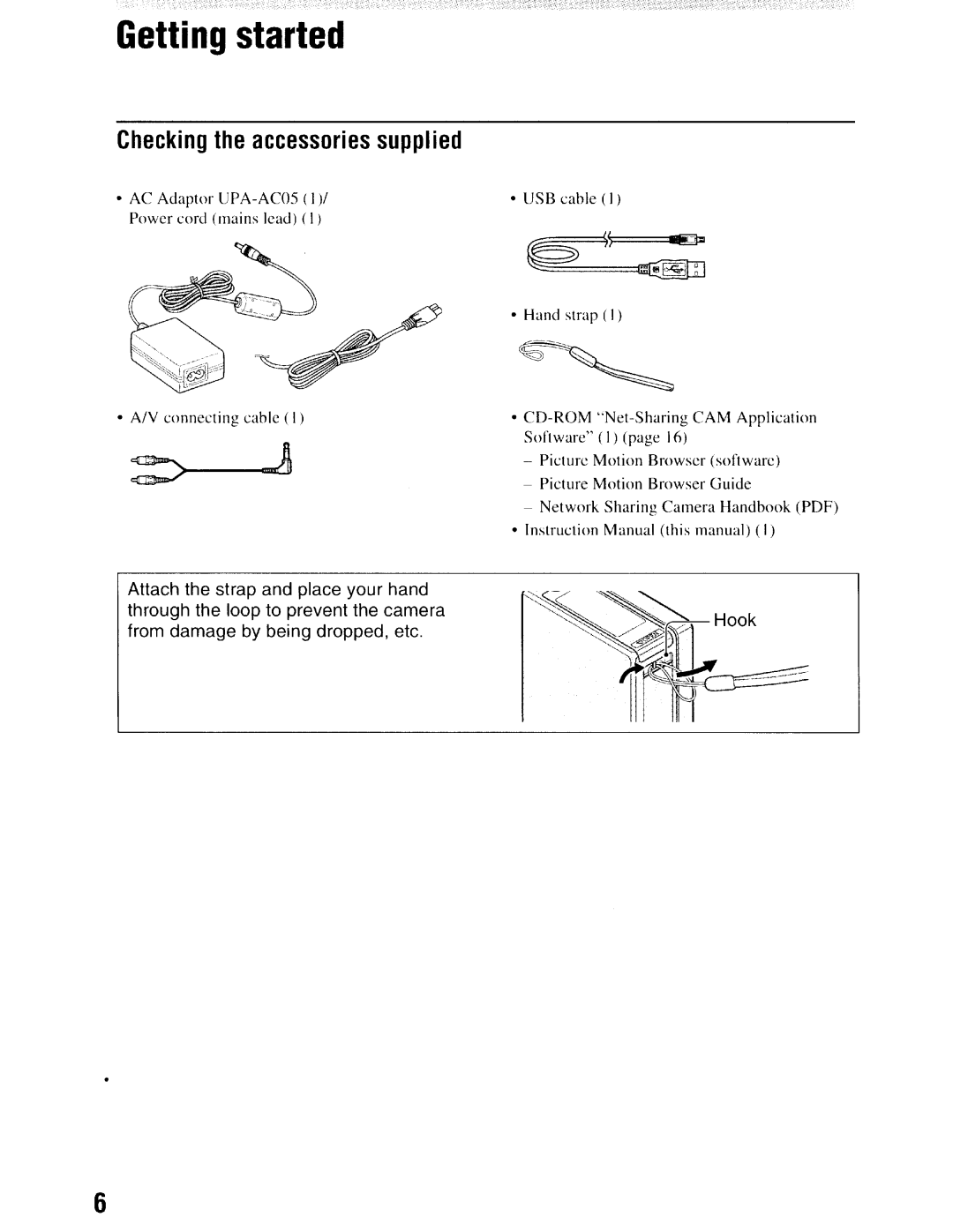 Sony NSC-GC1/GC3 instruction manual Getting started, Checking the accessories supplied 