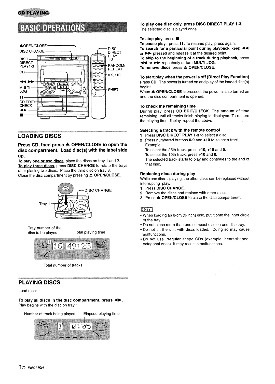 Sony NSX-A707 manual Loading Discs, Playing Discs 