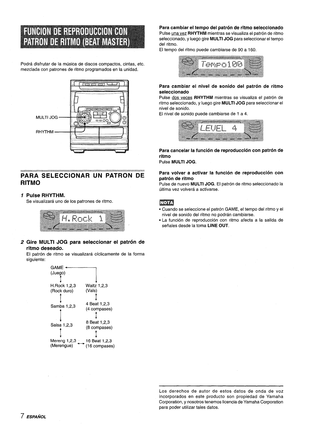 Sony NSX-A707 manual Para Seleccionar UN Patron DE Ritmo, Pulse Rhythm 