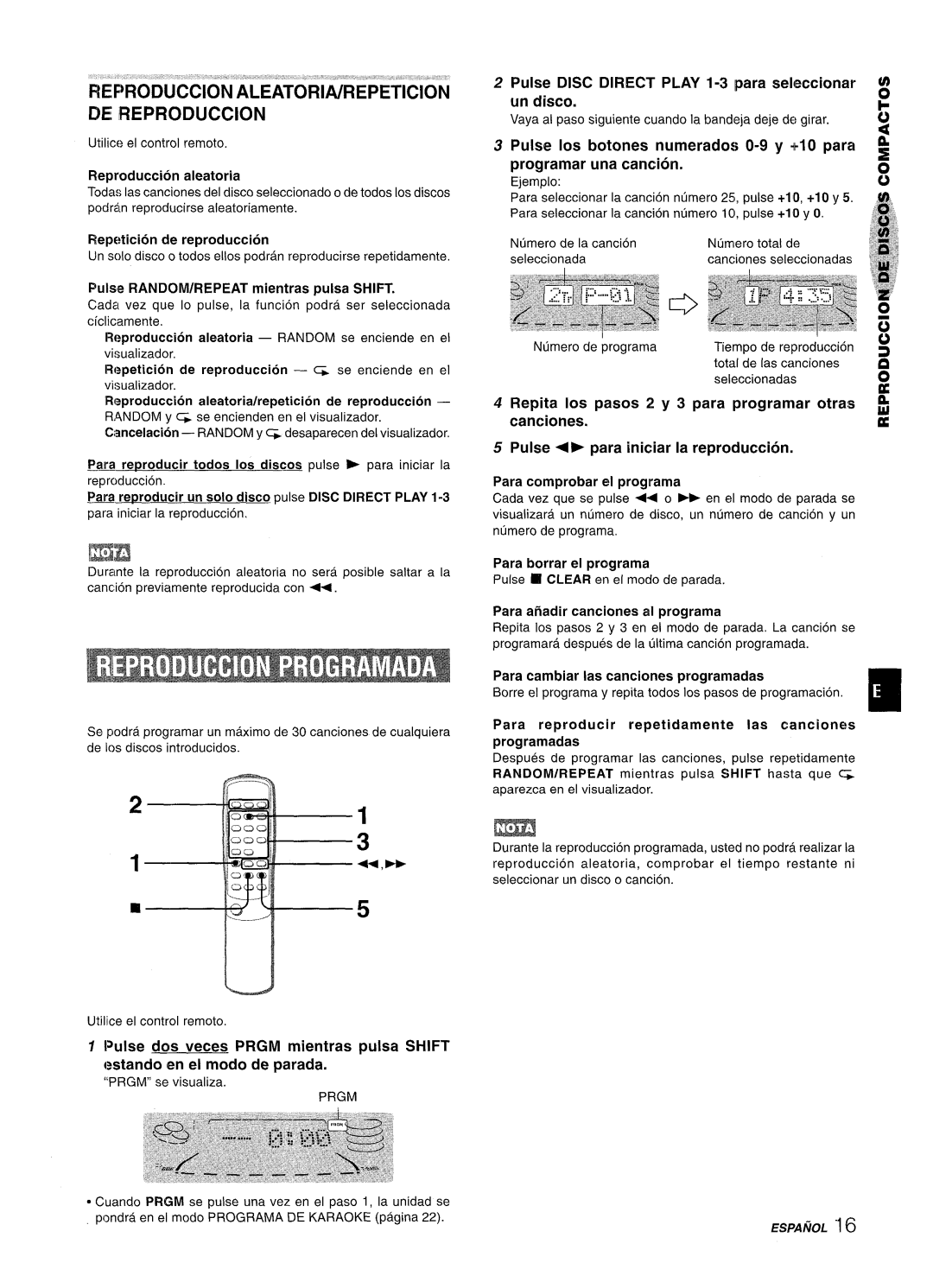 Sony NSX-A707 manual Canciones, Prgm 