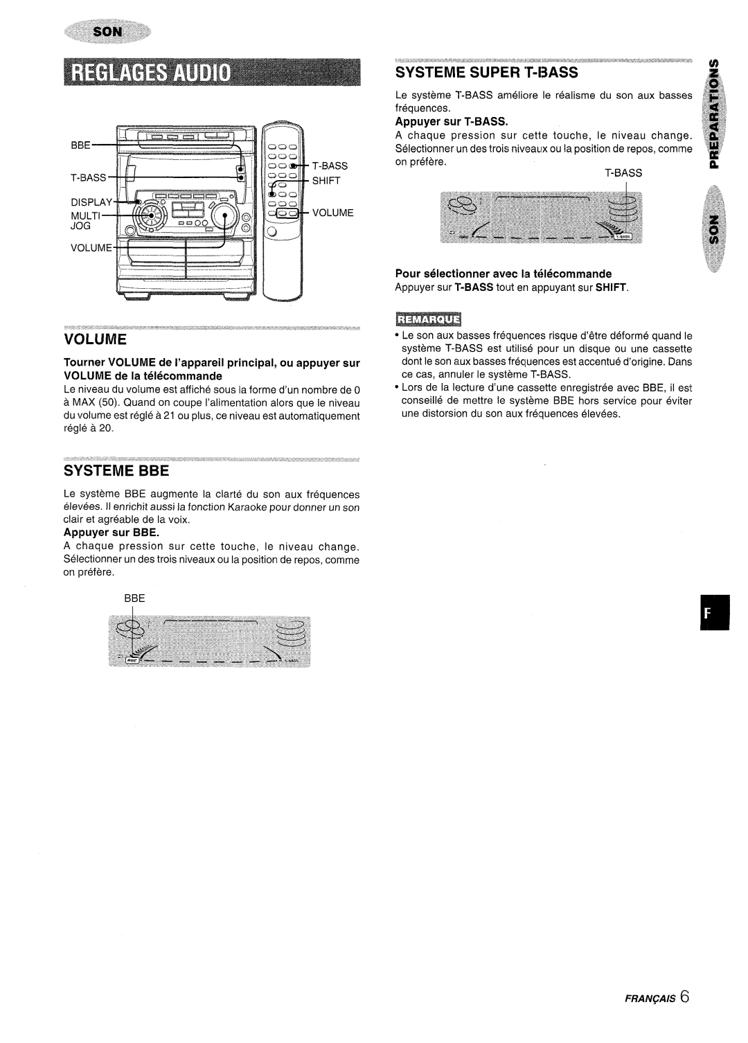 Sony NSX-A707 manual SYSTEME SUPER “T-13ASS, Volume, Fran~Ais 