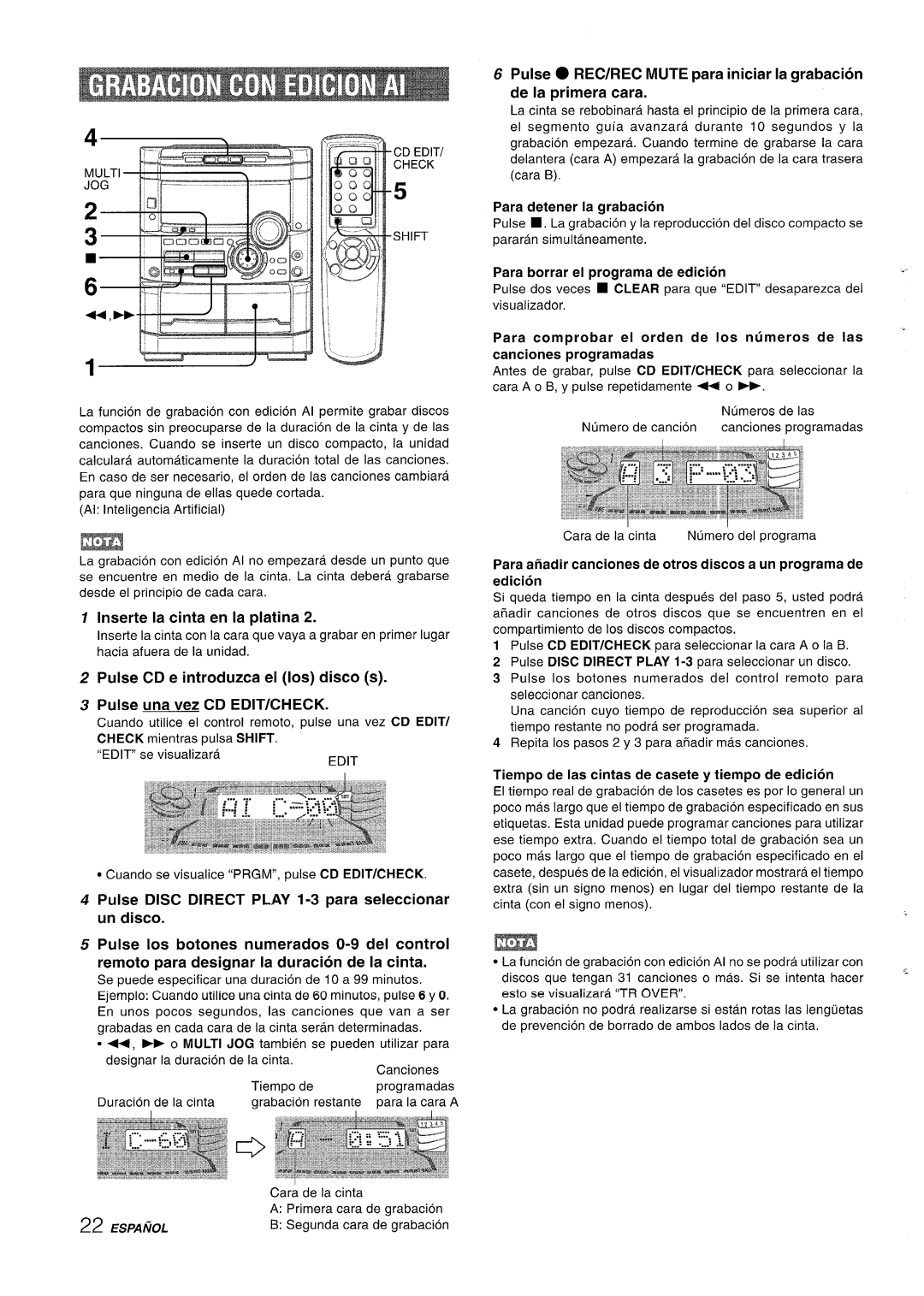 Sony NSX-A767 manual Pulse Ios botones numerados O-9 del control, De la primera cara 