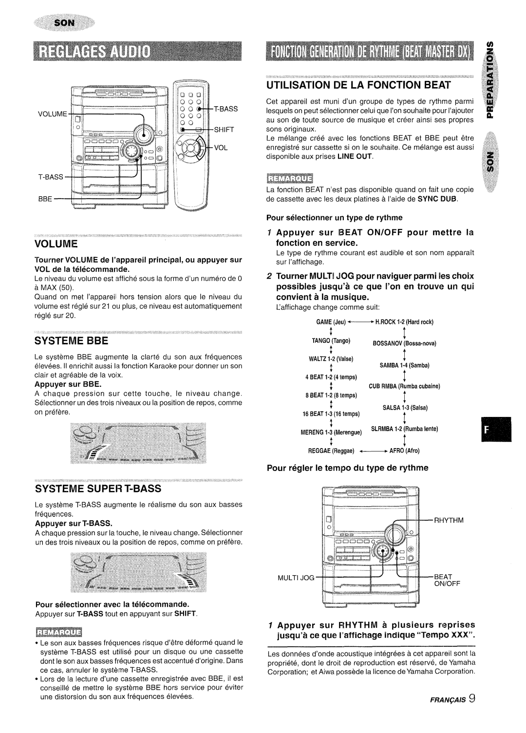 Sony NSX-A767 manual Utilisation DE LA Fonction Beat, Appuyer sur Ibeat ON/OFF pour mettre la fonction en service 