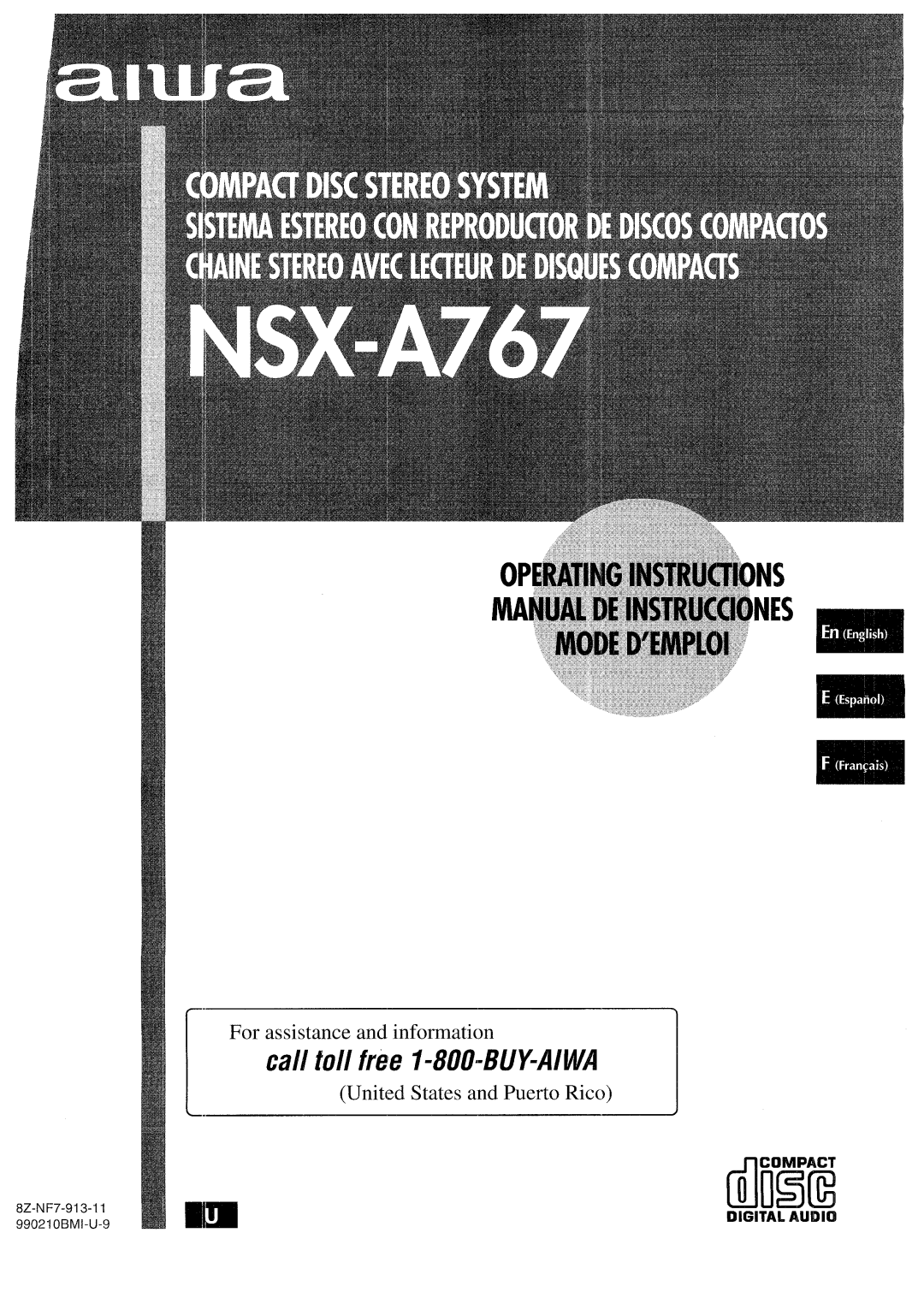 Sony NSX-A767 manual For assistance and information, United States and Puerto Rico, Digital Audio 