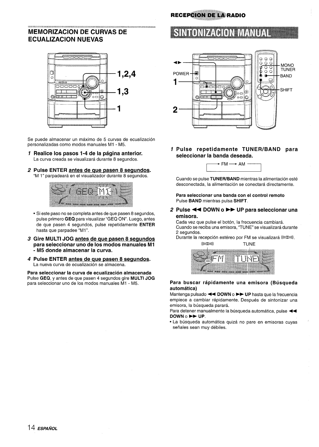 Sony NSX-A767 1,2,4 1,3, Realice Ios pasos 1-4 de la pagina anterior, Pulse ENTER antes de aue pasen 8 seaundos, Fm - Am 