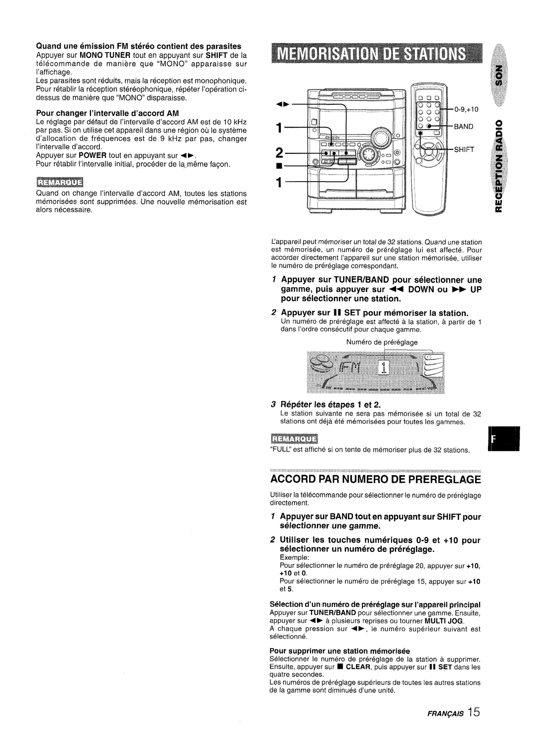 Sony NSX-A767 manual Quand une emission FM stereo contient des parasites, Appuyer sur POWER tout en appuyant sur + 