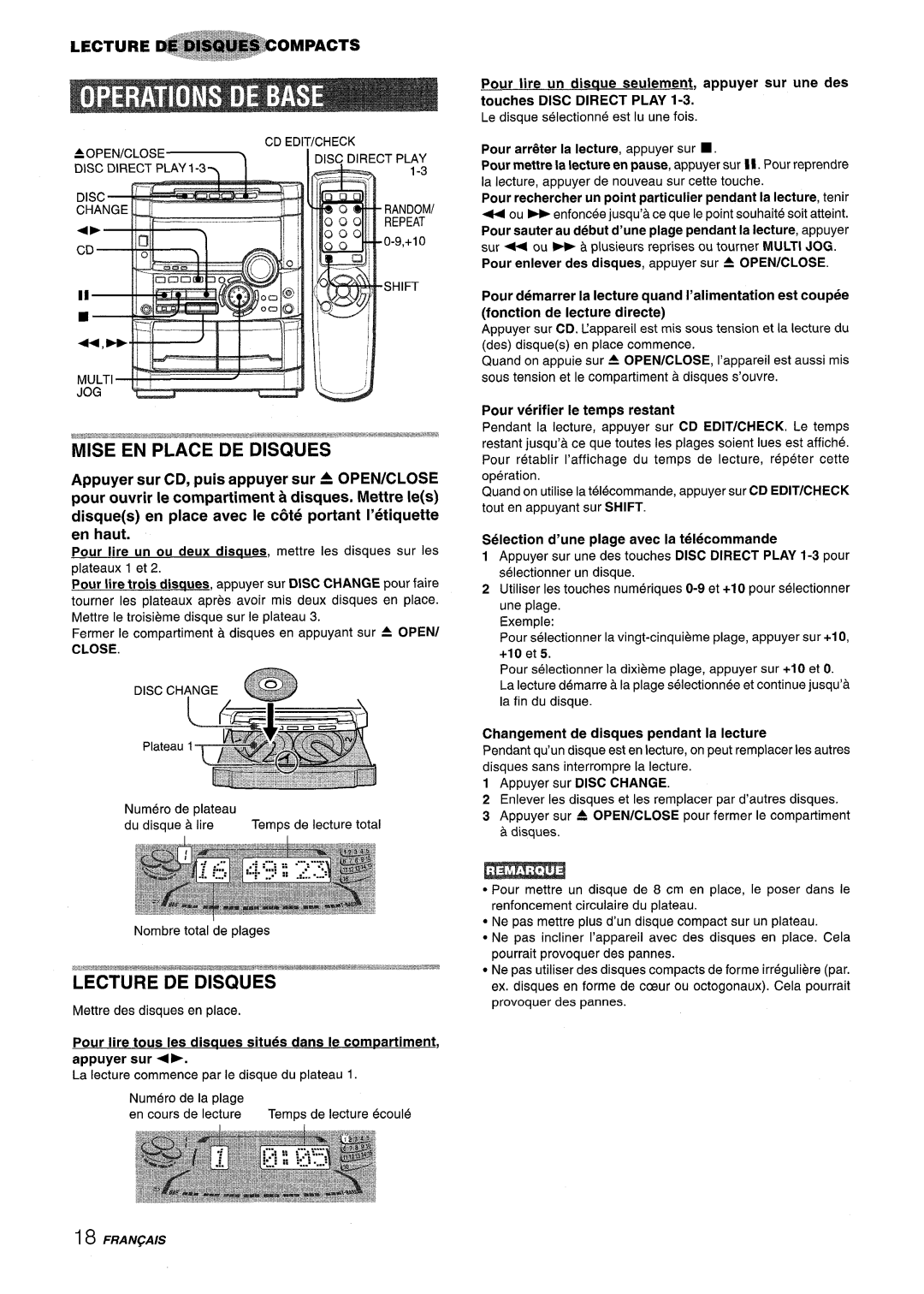 Sony NSX-A767 manual Mise En Place De Disques, Appuyer sur CD, puis appuyer sur A OPEN/CLOSE, Exemple, Close 