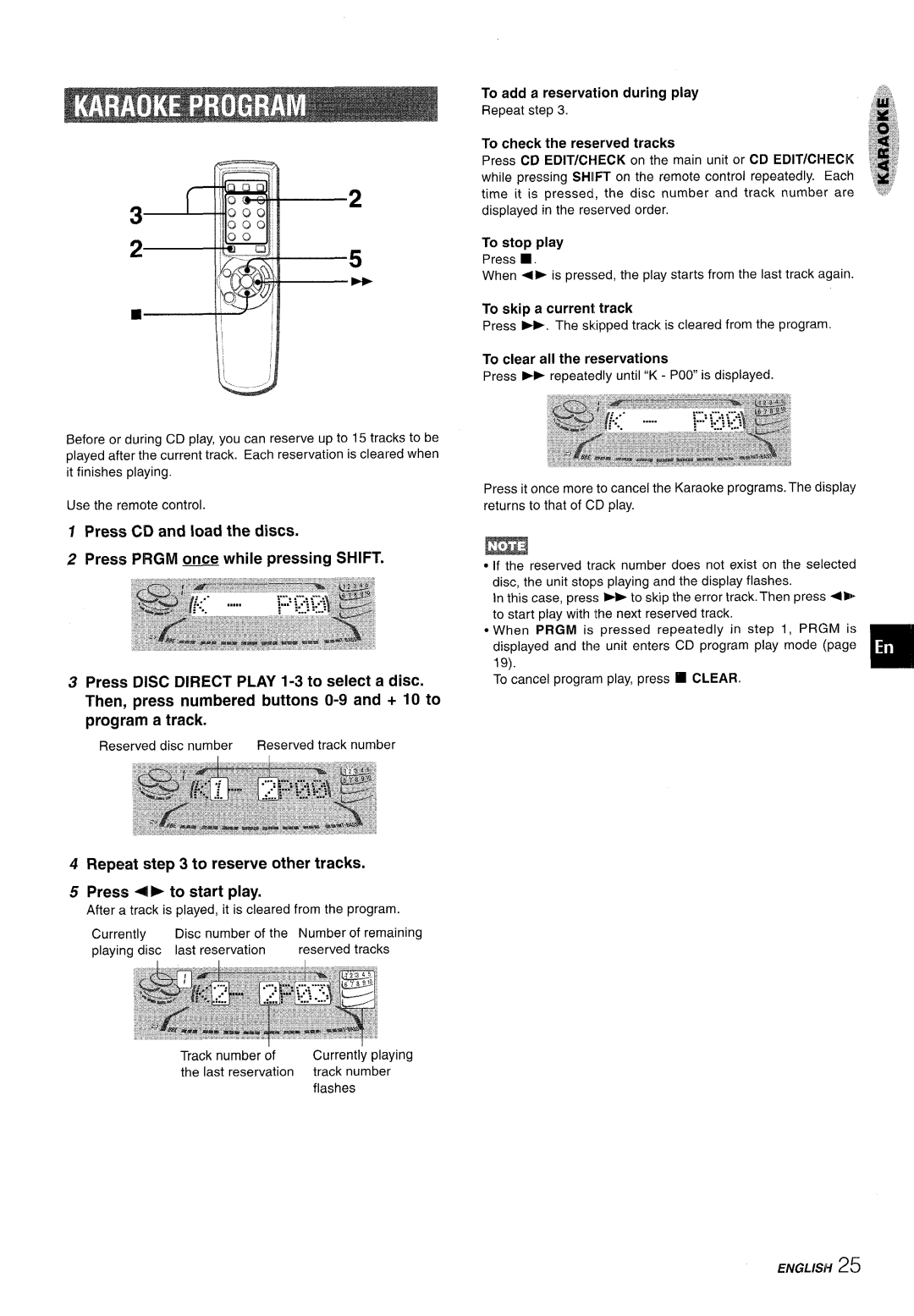 Sony NSX-A777 manual Repeat to reserve other tracks Press ~ To start play, To add a reservation during play 