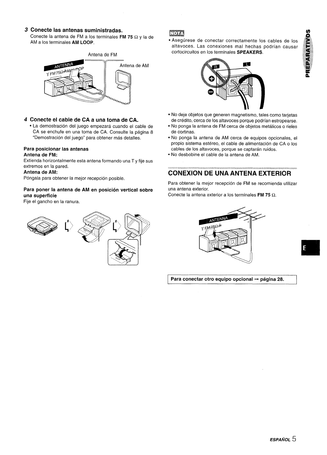 Sony NSX-A777 manual Conecte Ias antenas suministradas, Conecte el cable de CA a una toma de CA, ‘.! *8 ,., ~ 