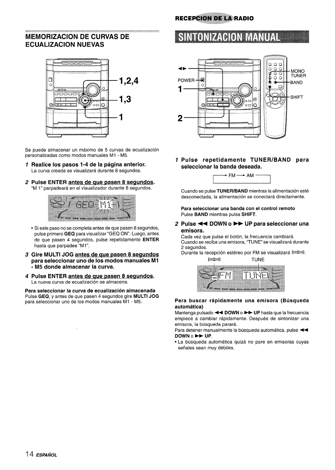 Sony NSX-A777 manual Realice Ios pasos 1-4 de la pagina anterior, Pulse Enter antes de aue ~asen 8 seaundos 