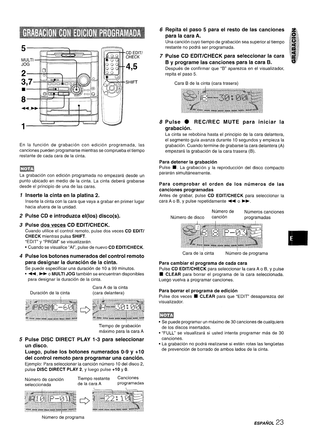 Sony NSX-A777 manual Para cambiar el programa de cada cara, Multi JOG 