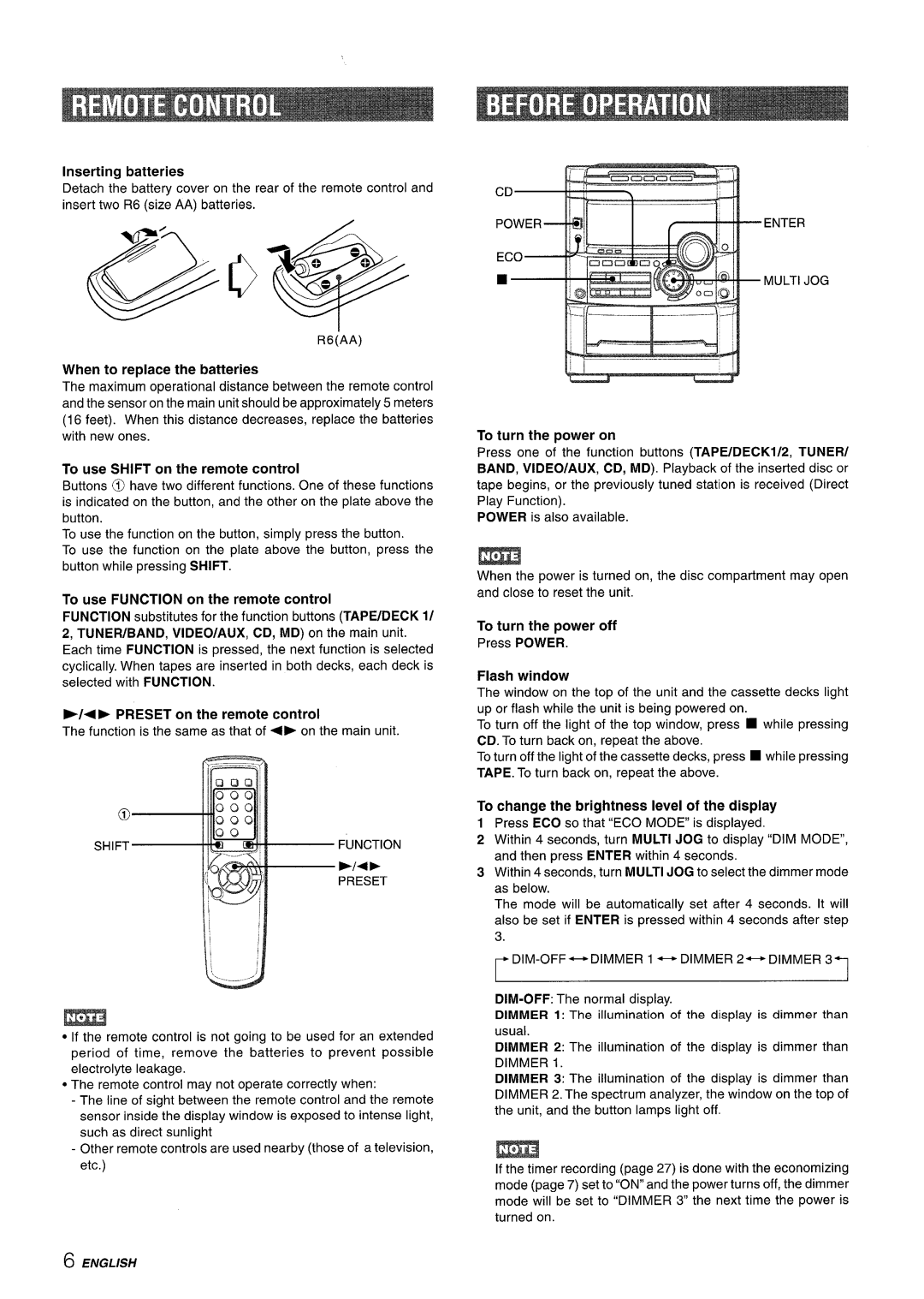 Sony NSX-A777 manual + Preset on the remote control, To turn the power off, Shiftfunction, Enter Multi JOG 