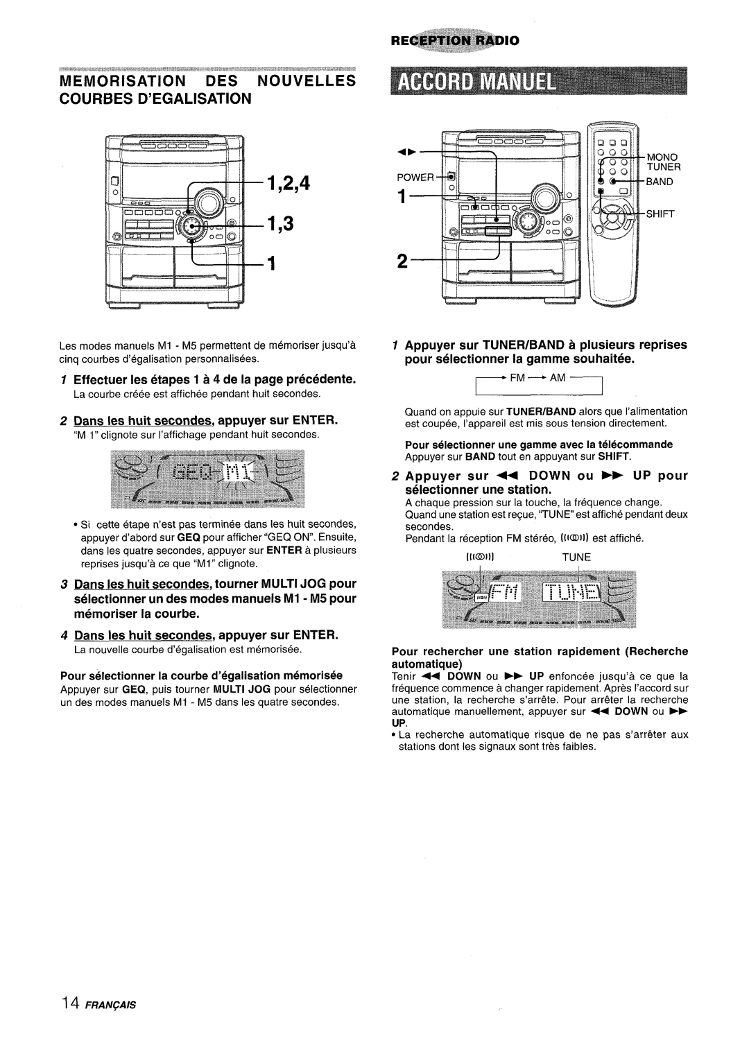 Sony NSX-A777 manual Memorisation DES Nouvelles Courbes D’EGALISATION, Effectuer Ies etapes 1 a 4 de la page precedence 