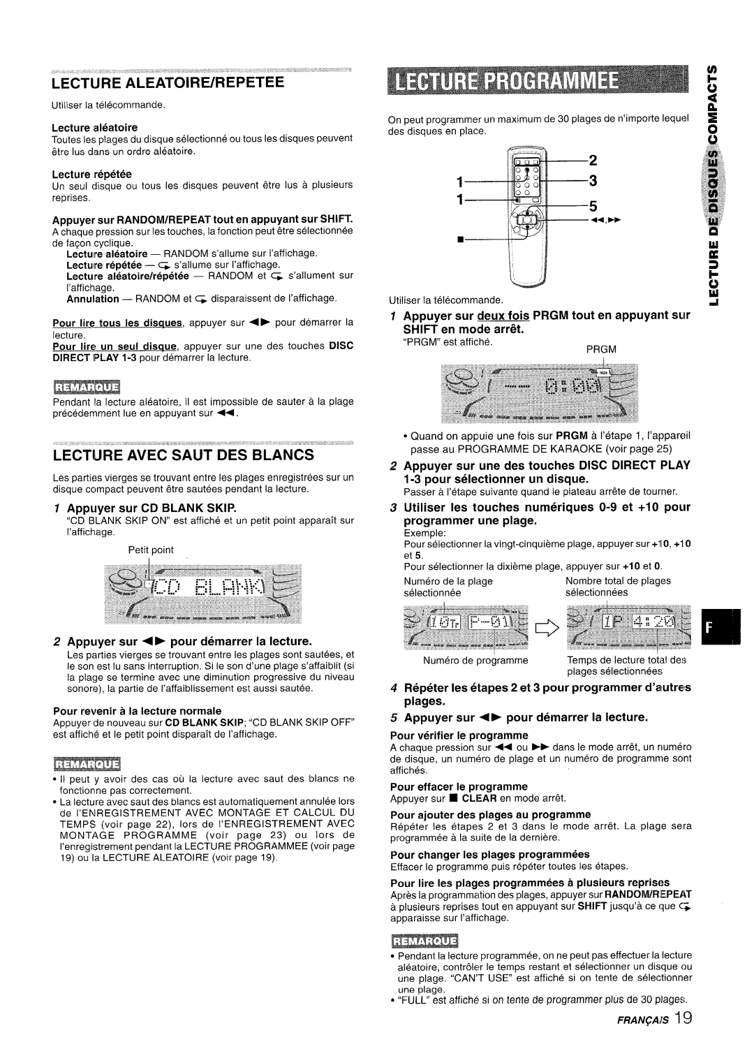 Sony NSX-A777 Lecture Avec Saut DES Blancs, Appuyer sur CD Blank Skip, Appuyer sur + pour demarrer la lecture, Franqak 