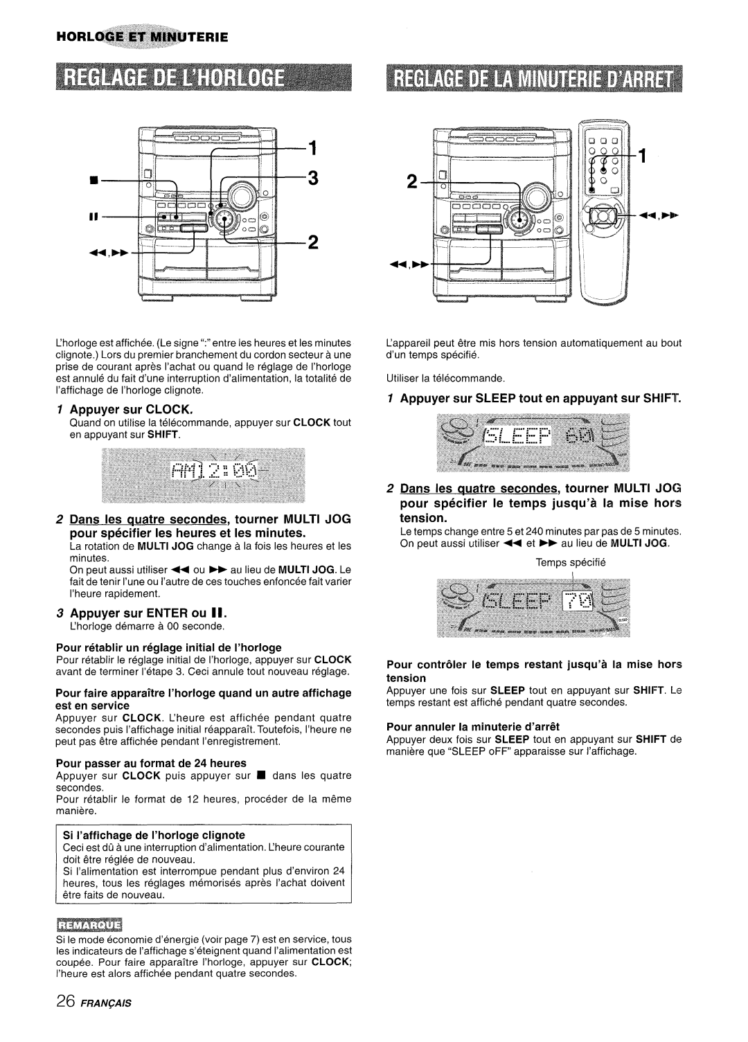 Sony NSX-A777 manual Appuyer sur Clock, Appuyer sur Enter ou 