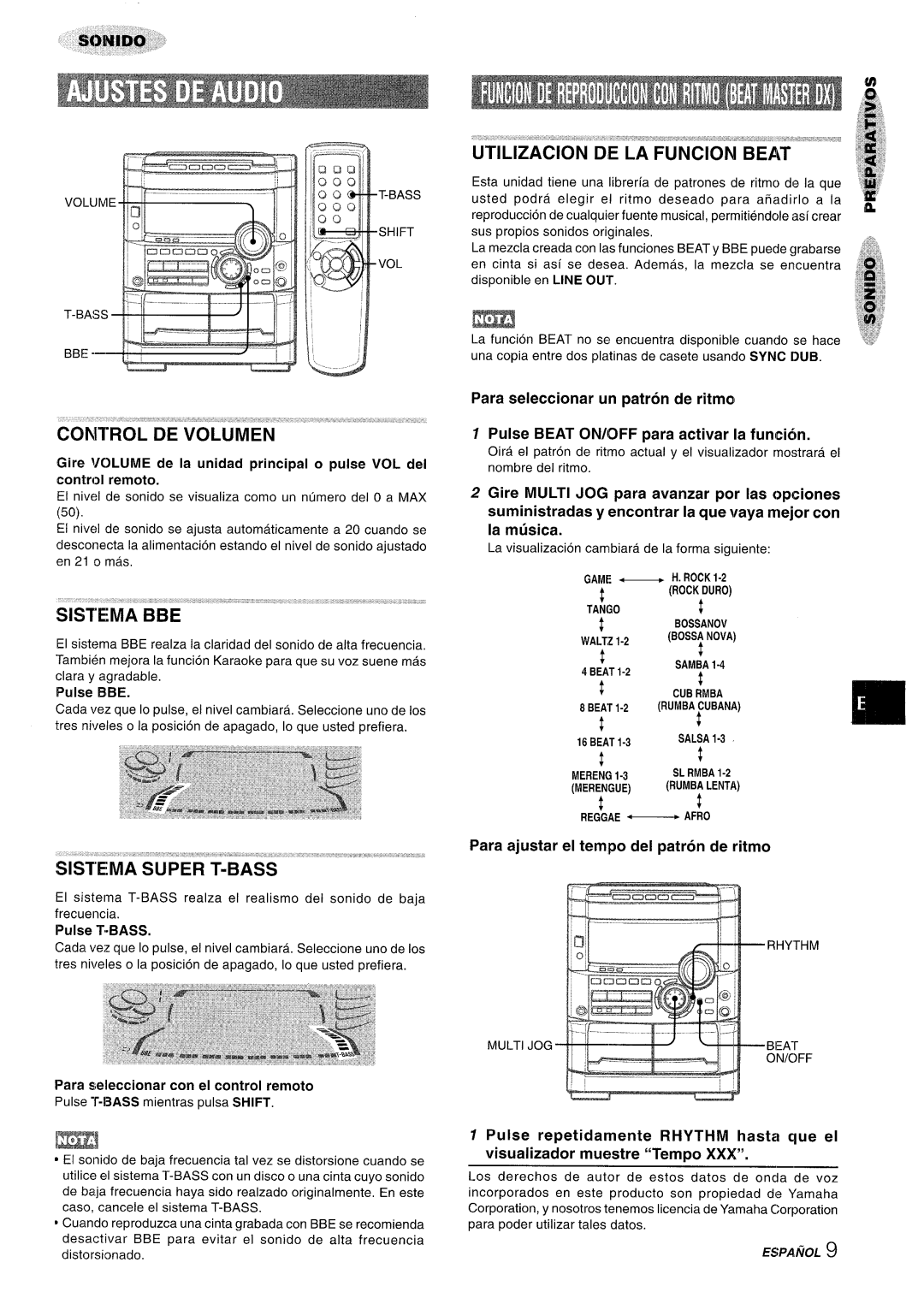 Sony NSX-A777 manual Utilization De La Funcion Beat, $!M3hwm, Para seleccionar un patron de ritmo, control remoto, QC3K20 