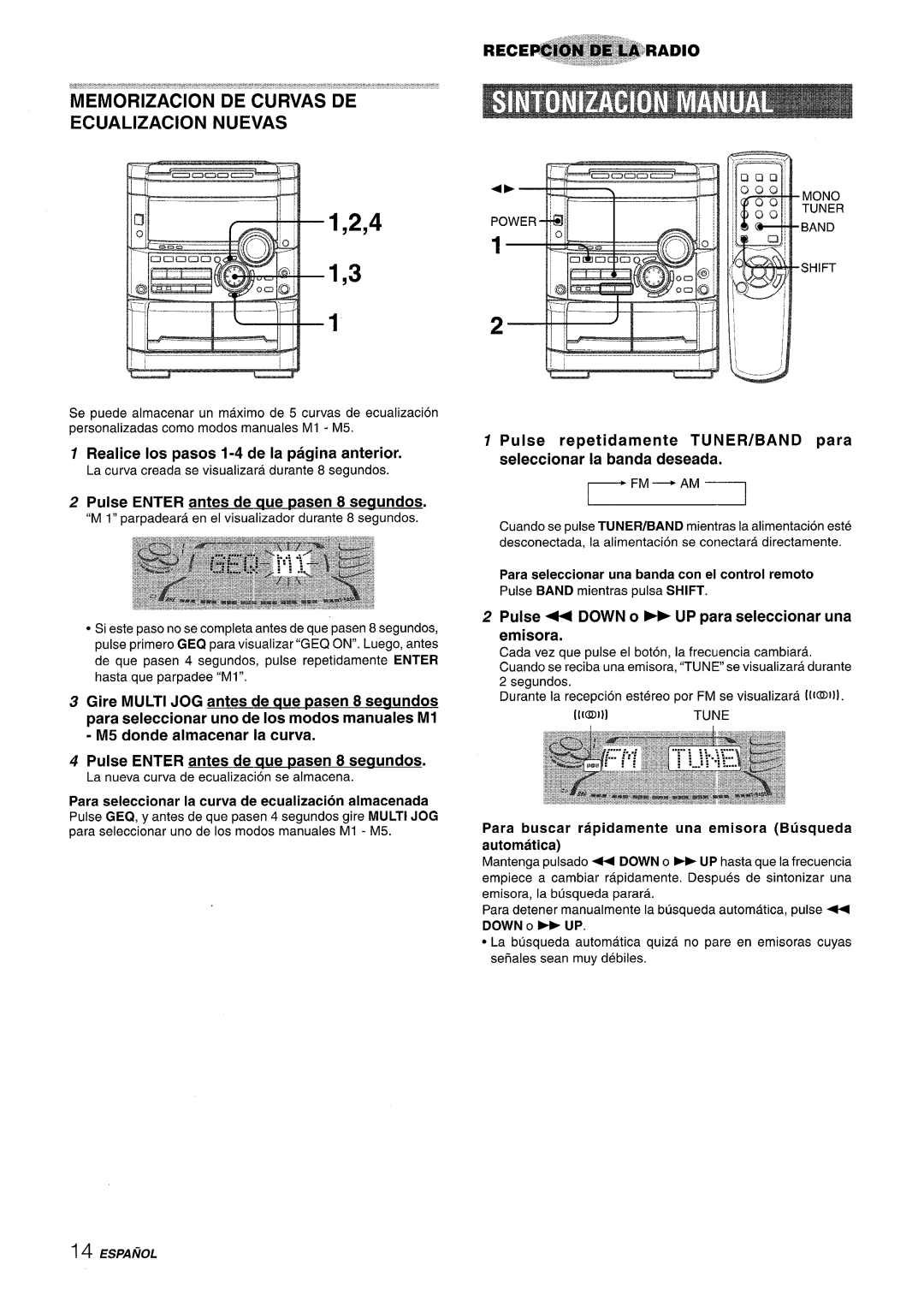 Sony NSX-A777 Realice Ios pasos 1-4 de la pagina anterior, Pulse ENTER antes de aue ~asen 8 seaundos, 1,2,4 1,3, ESPAfiOL 