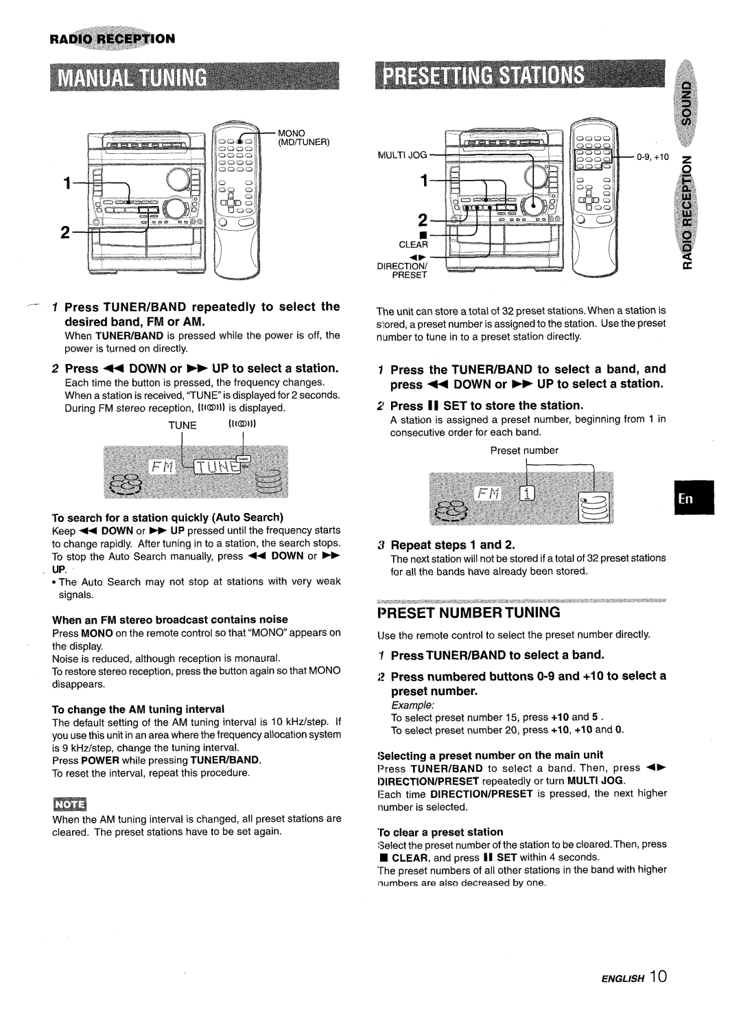 Sony NSX-A959 manual Press + Down or UP to select a station, Repeat steps 1, To search for a station quickly Auto Search 