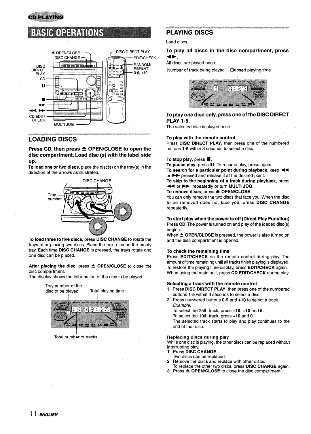 Sony NSX-A959 manual To play all discs in the disc compartment, press +b 