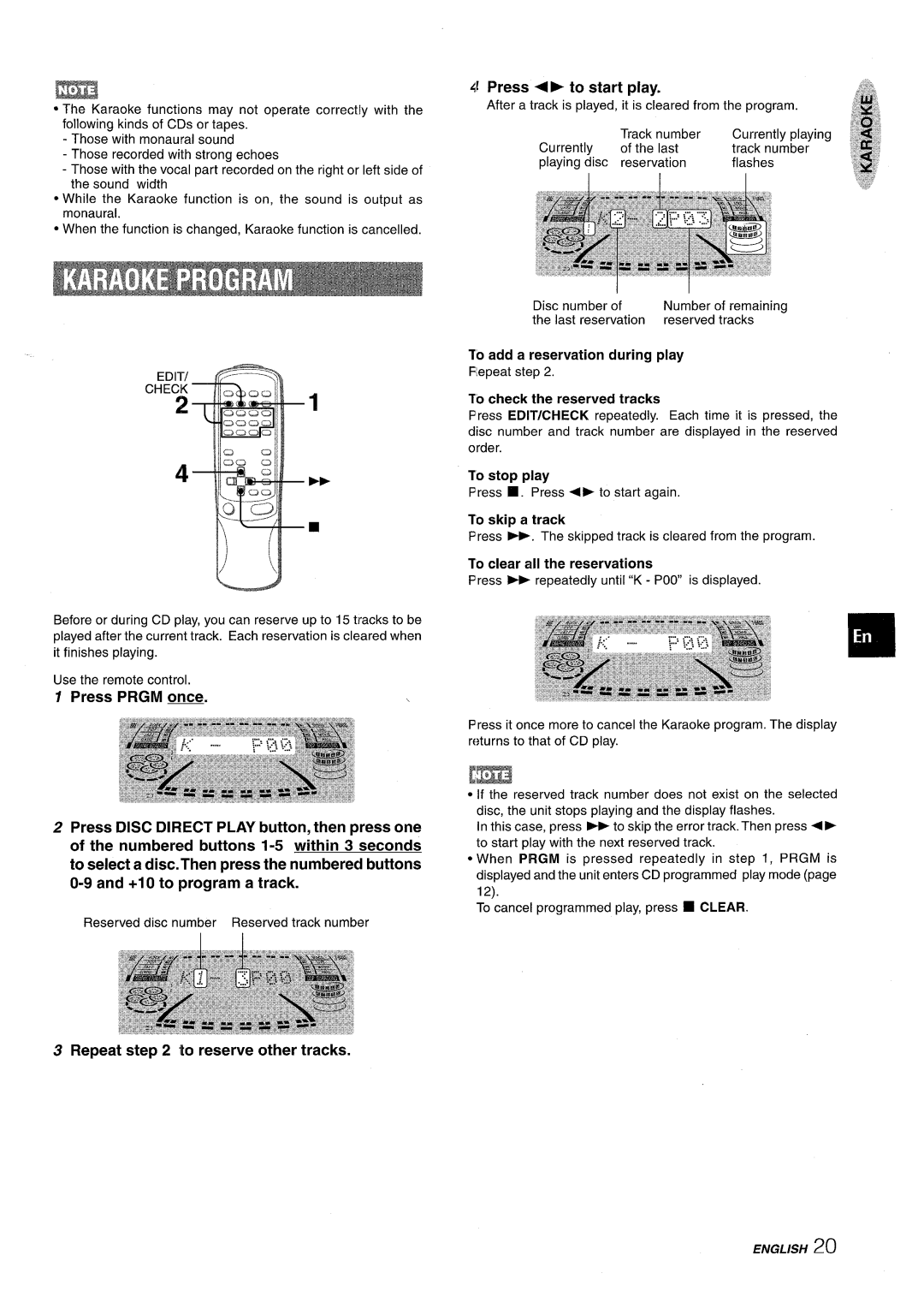 Sony NSX-A959 manual Repeat Uo reserve other tracks Press 4 F to start play #,j~ 