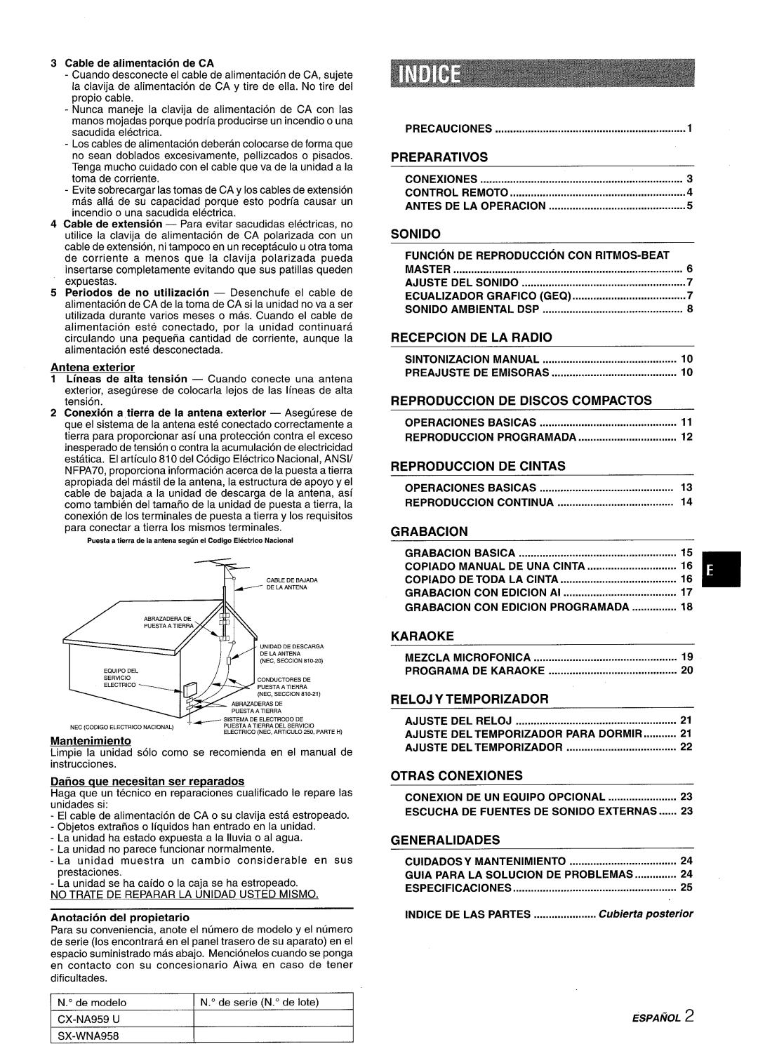 Sony NSX-A959 manual Funcion DE Reproduction CON RITMOS-BEAT, Sintonizacion Manual Preajuste DE Emisoras 