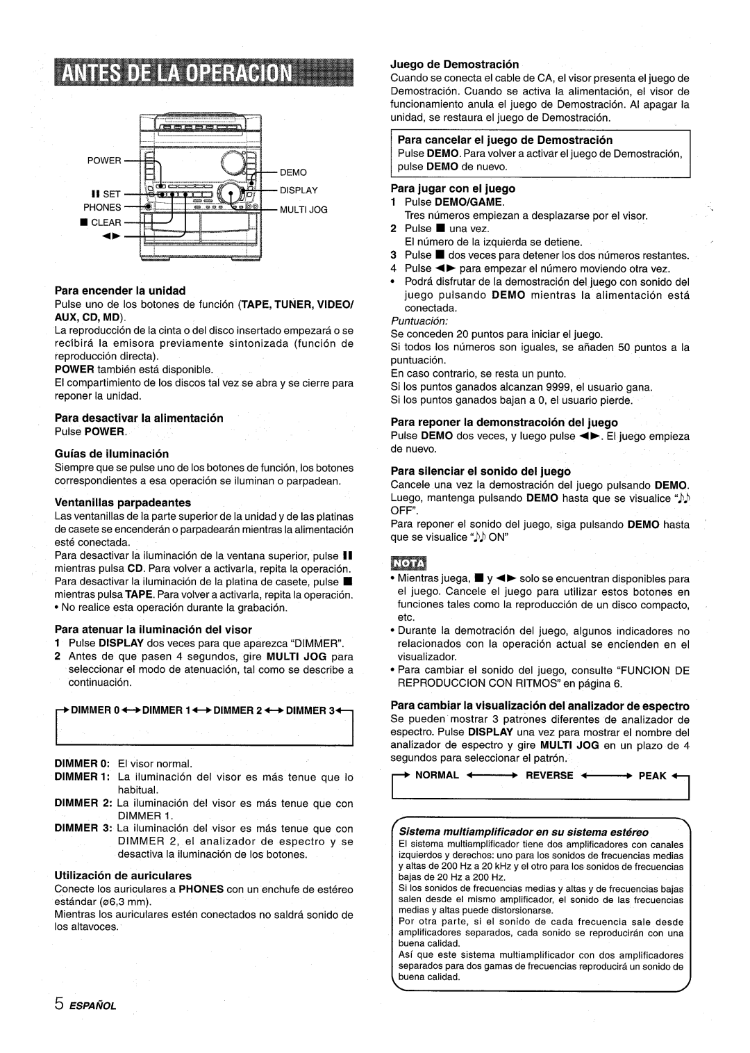 Sony NSX-A959 manual Para cambiar la visualization del analizador de espectro 