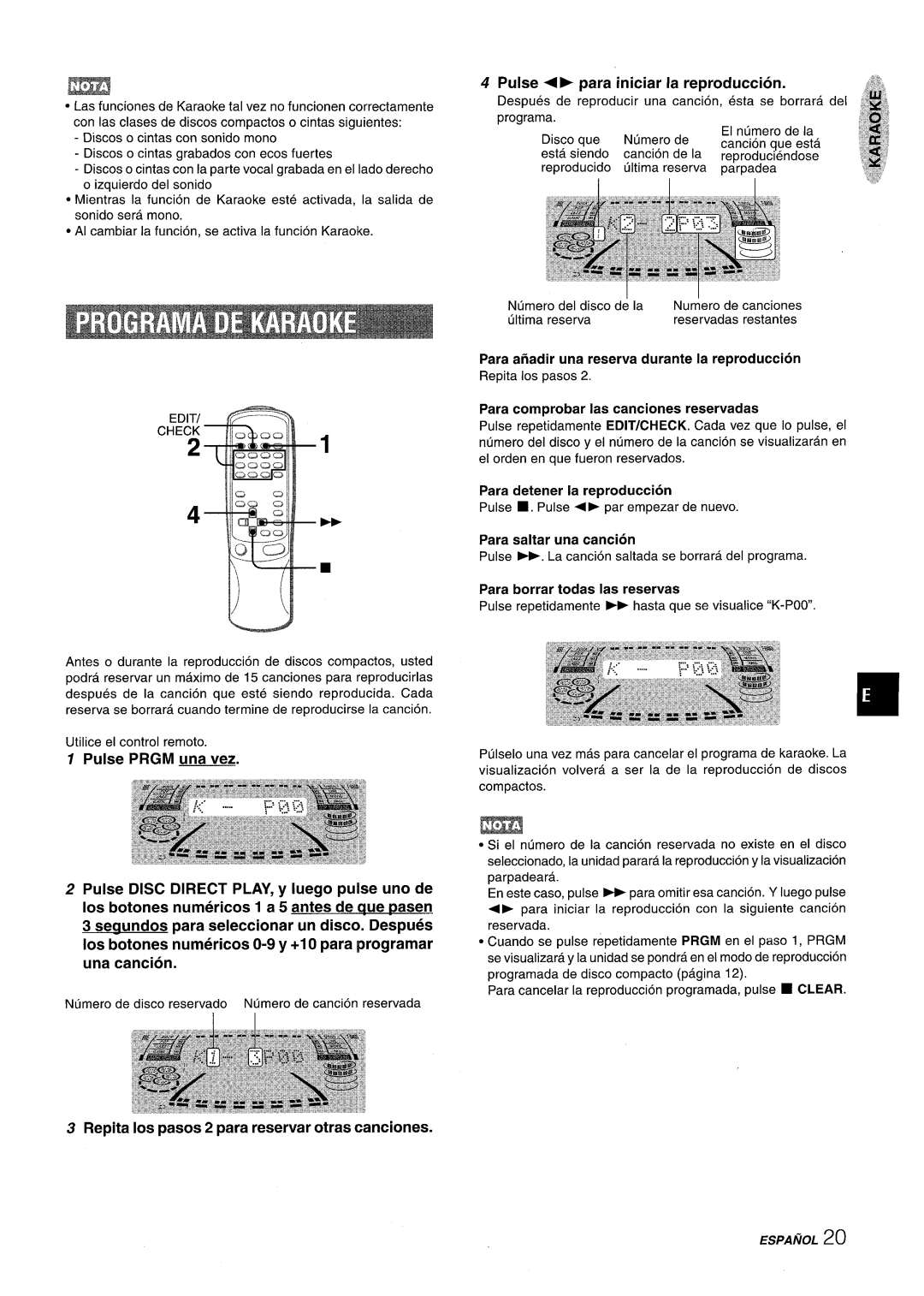 Sony NSX-A959 manual Re~ita Ios ~asos 2 ~ara reservar otras canciones 