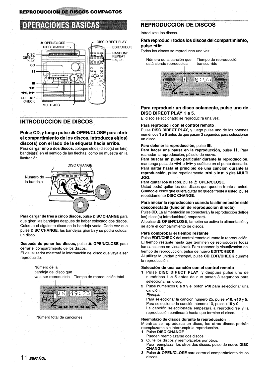 Sony NSX-A959 manual Introduction De Discos, Para reproducer todos Ios discos del compartimiento K pulse 