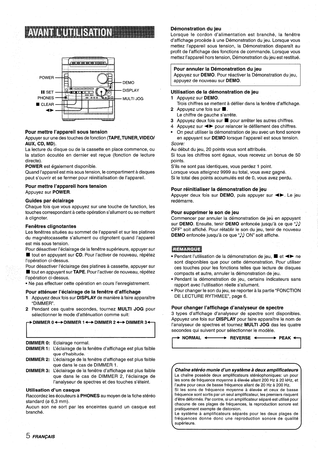 Sony NSX-A959 manual Pour mettre I’appareil sous tension, Pour mettre I’appareil hors tension, Guides par eclairage 