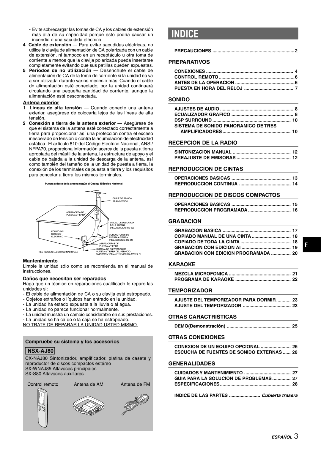 Sony NSX-AJ80 manual Indice 