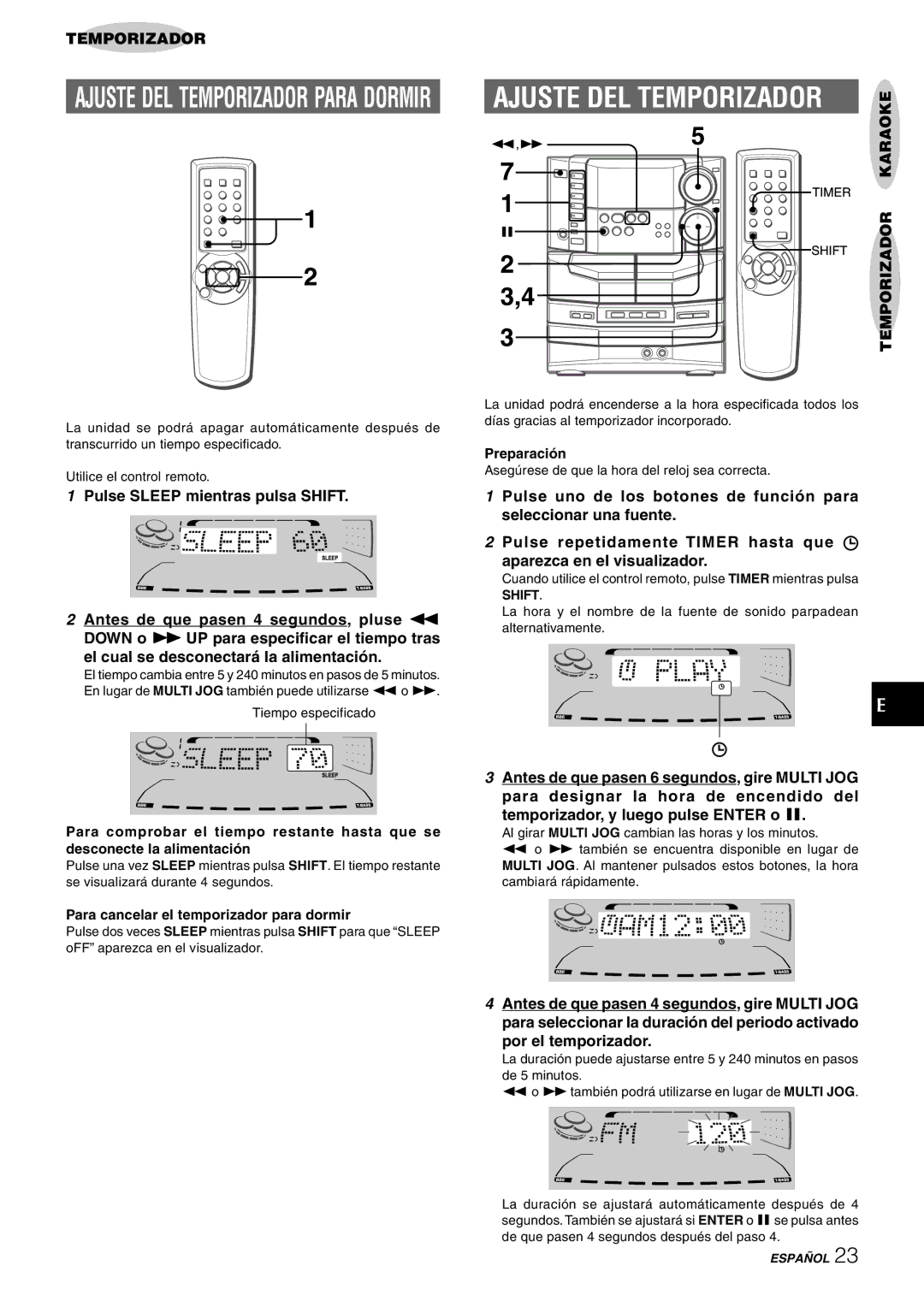 Sony NSX-AJ80 manual Por el temporizador, Para cancelar el temporizador para dormir 