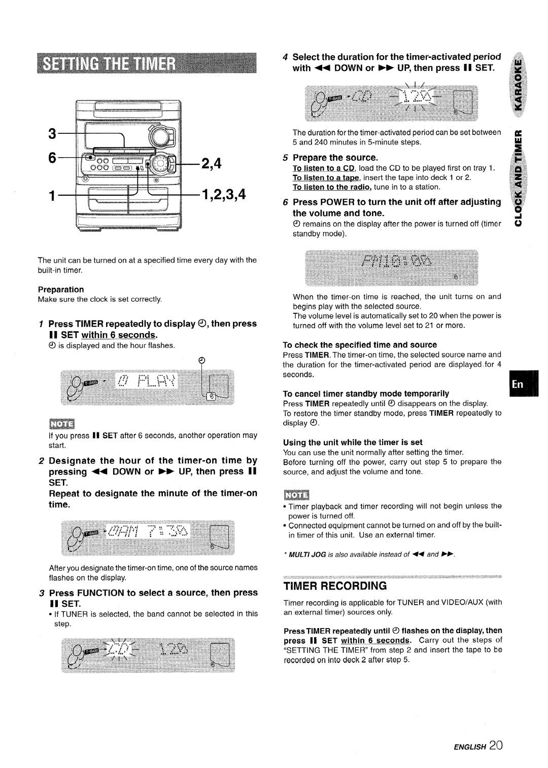 Sony SX-MT321 II SET within 6 seconds, Press Function to select a source, then press, Ii Set, Prepare the source, ~ w 