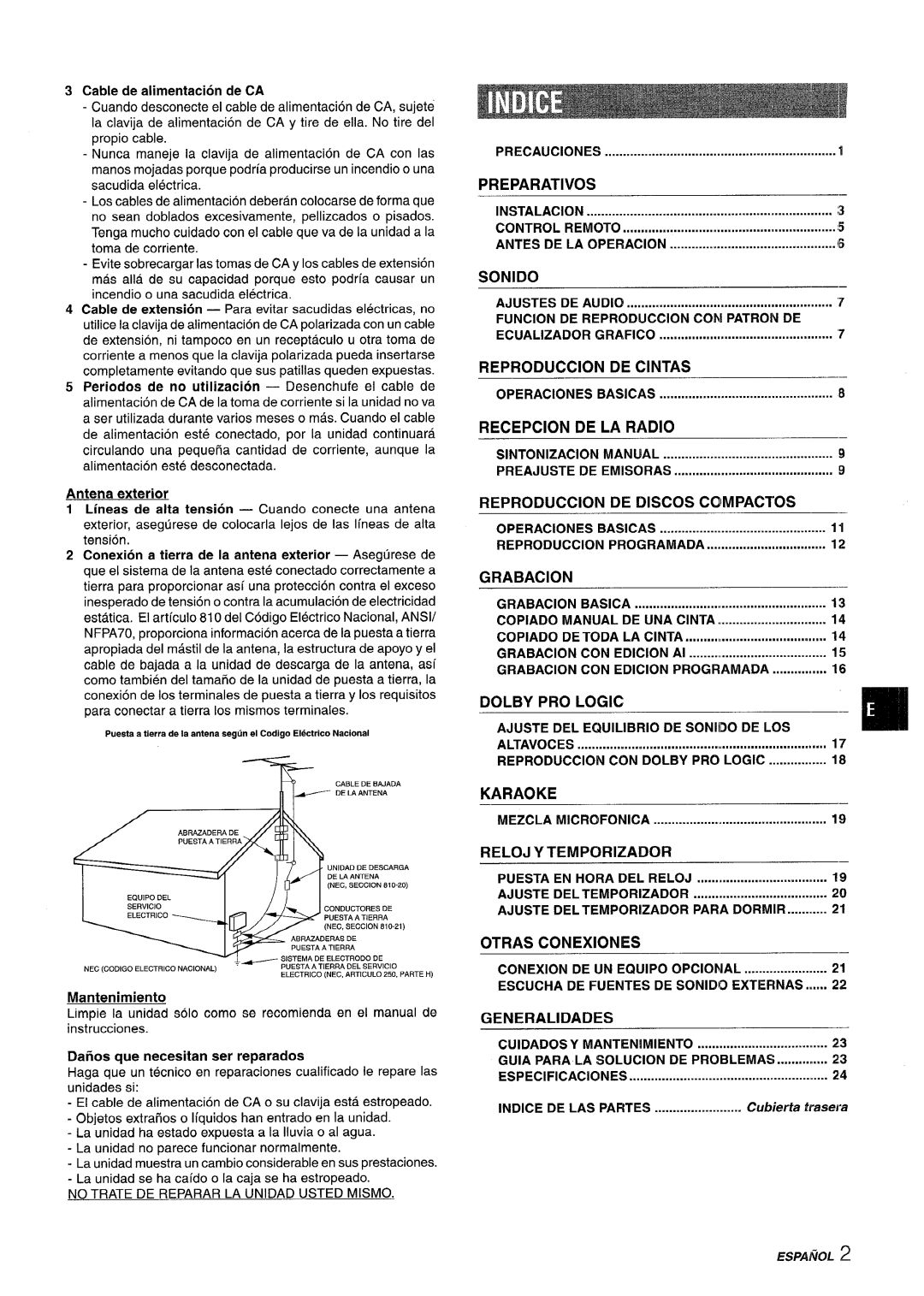 Sony SX-MT321 manual Preparatives, Sonido, Reproduction DE Cintas, Recepcion DE LA Radio, Reproduction DE Discos Coimpactos 