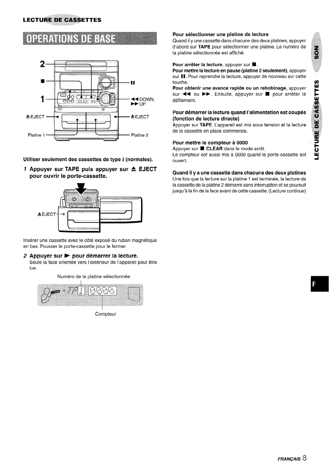 Sony SX-MT321, NSX-MT320 manual Appuyer sur pour demarrer la lecture 