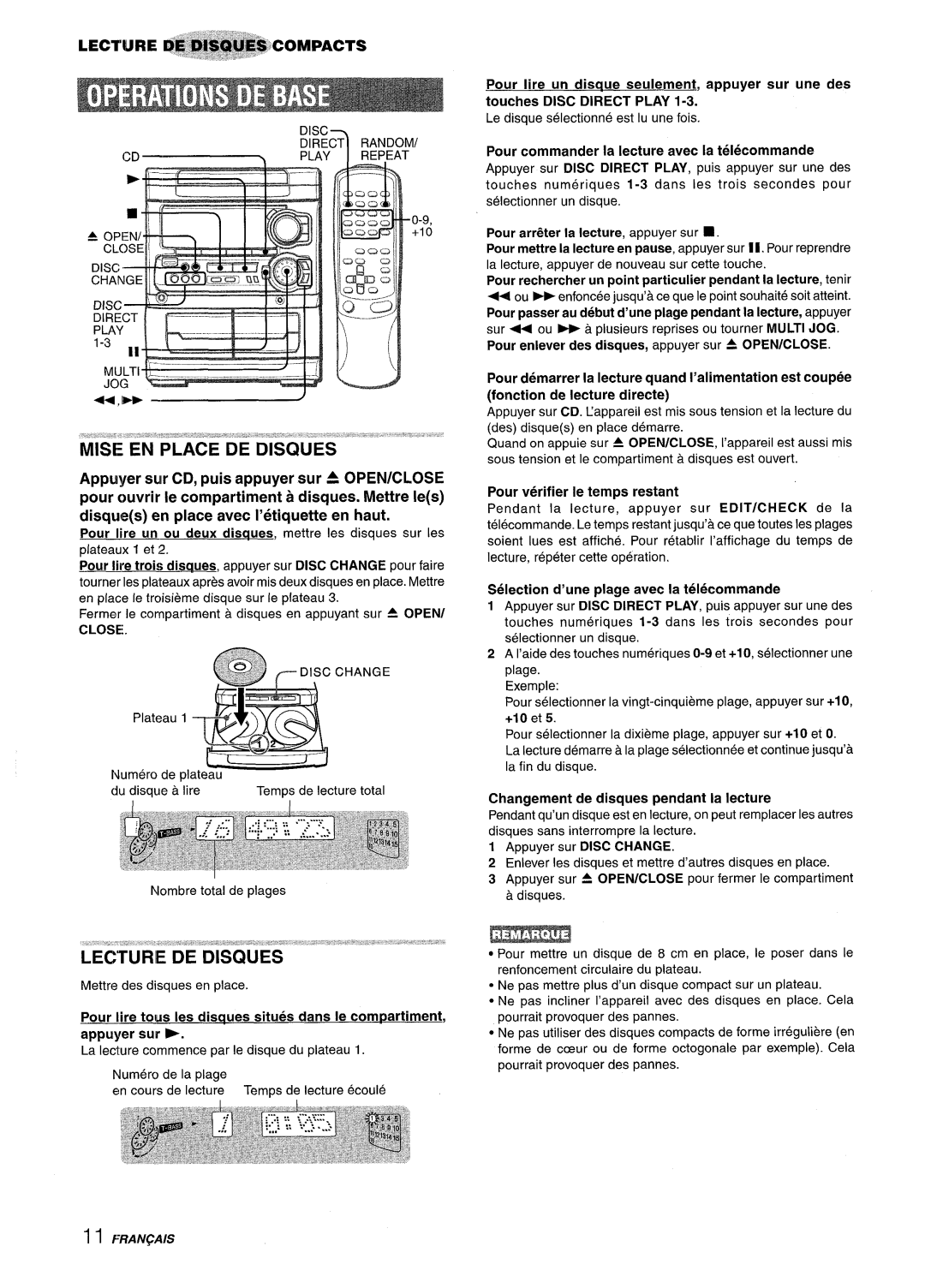 Sony NSX-MT320 manual Pour Iire un disaue seulement, appuyer sur une des, Pour commander la lecture avec la telecommande 