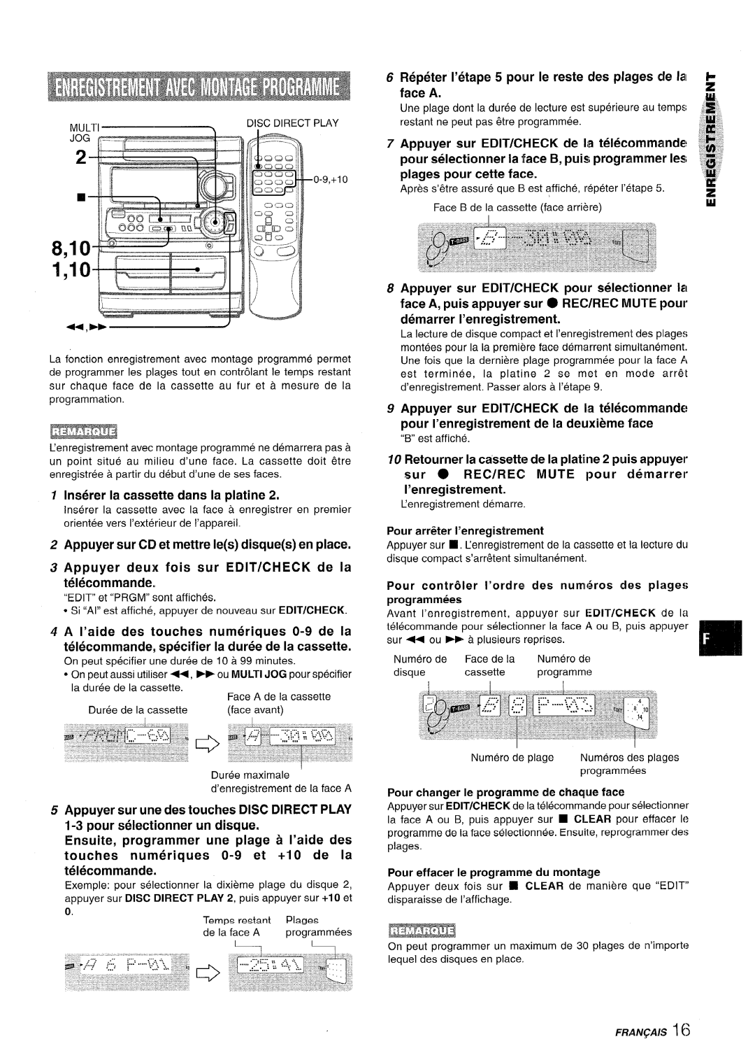 Sony SX-MT321, NSX-MT320 Repeter I’etape 5 pow Ie reste des plages de Ial Face a, Inserer la cassette clans la platine 