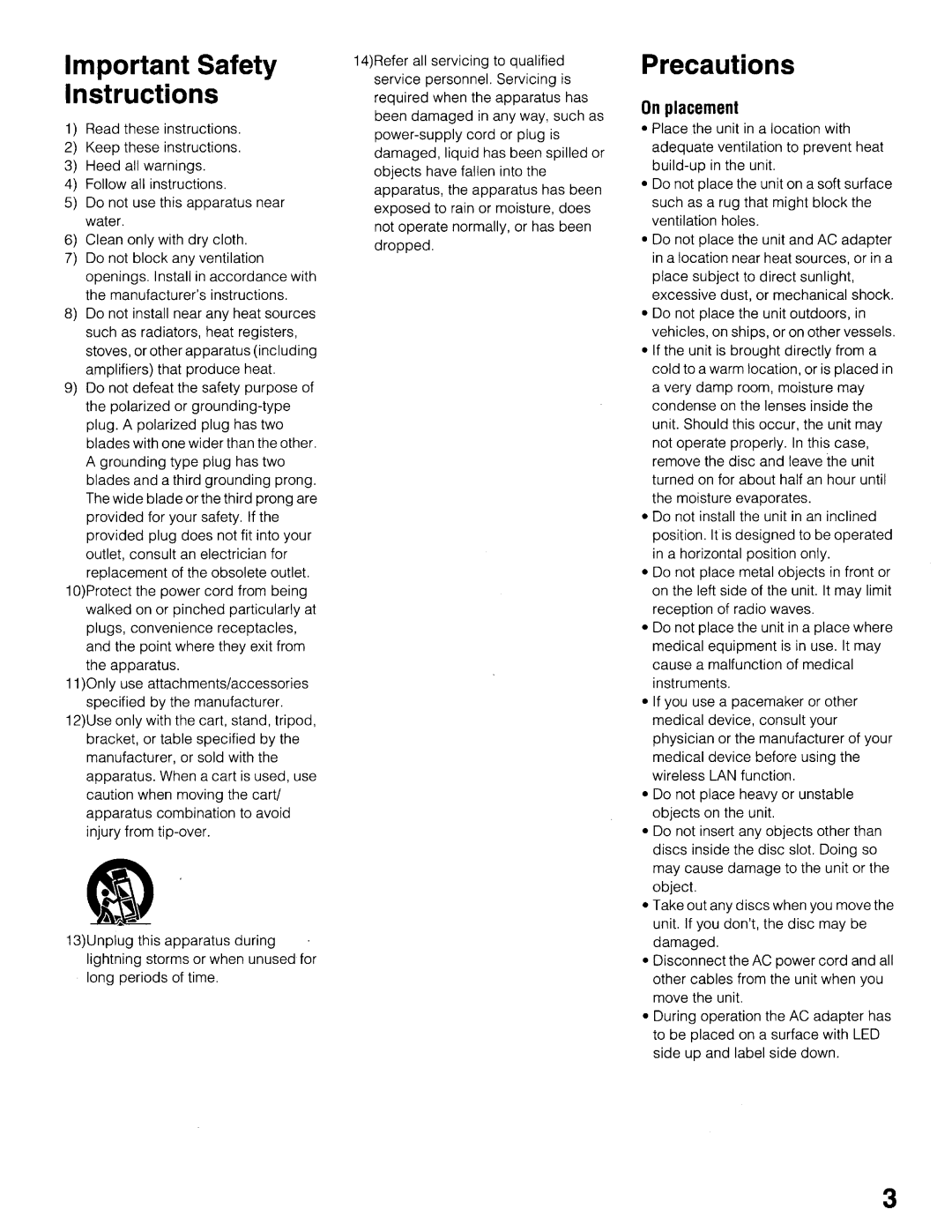 Sony NSZ-GT1 setup guide Important Safety Instructions 