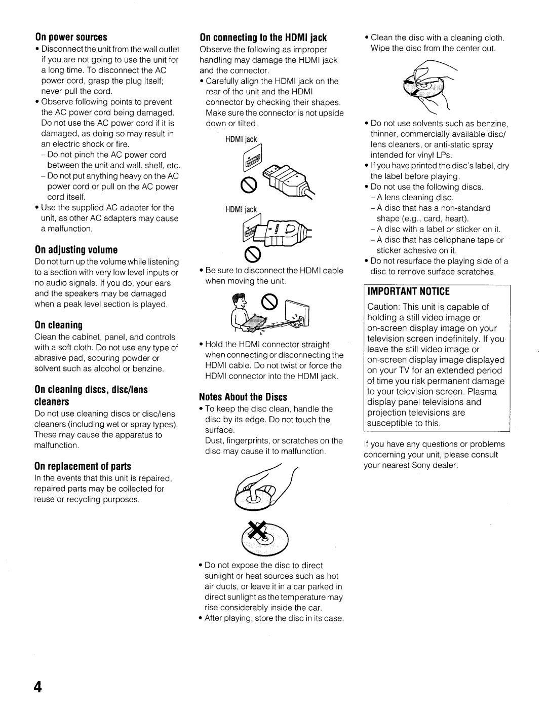 Sony NSZ-GT1 setup guide Important Notice 